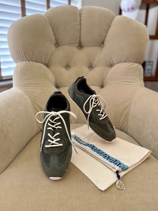 Tory Burch Shoes - NEW Auth.TORY BURCH Iconic FIELD SNEAKERS Dark Olive Running Shoes